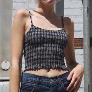 Brandy Melville Navy Izzy Gingham Smocked Tank